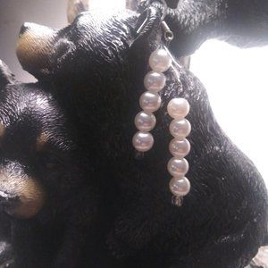 pearl color beaded earrings